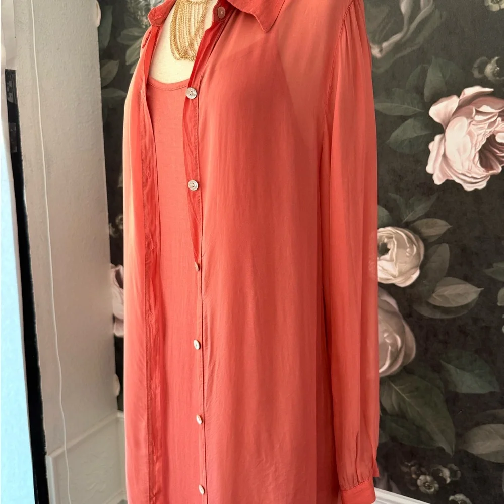 NWT SCANDAL Italy Dress SET flowy Button Melon color fitted mini dress - fits: M